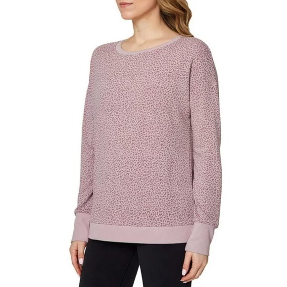 Mondetta Leopard Pullover Printed Sweatshirt Lightweight Top Lilac Pink SML NWT - Picture 2 of 16